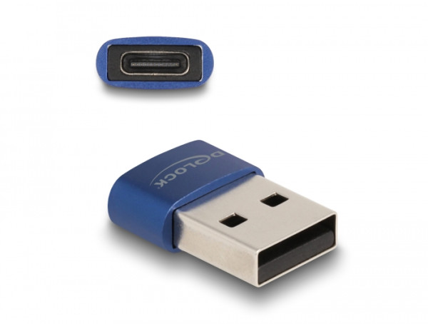 DeLOCK USB 2.0 Adapter USB Typ-A Stecker zu USB Type-C Buchse blau (60051)