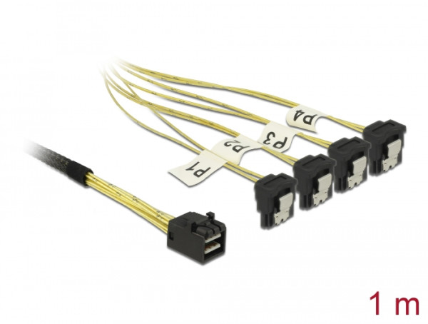 DeLOCK 85685 SCSI-Kabel Schwarz, Gelb 1 m 1 x Mini SAS HD SFF-8643 4 x SATA 7 pin (85685)