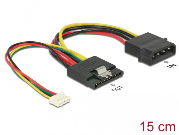 Delock Netzteil - interne Stromversorgung, 4-polig bis 4-Pin-Mini-Stromversorgungsstecker, SATA Leistung (85673)