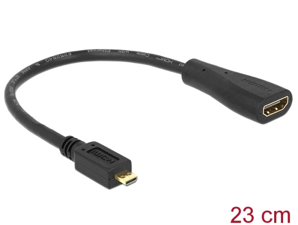 DeLOCK 65391 HDMI-Kabel 0,23 m HDMI Typ A Standard HDMI Typ D Mikrofon Schwarz (65391)