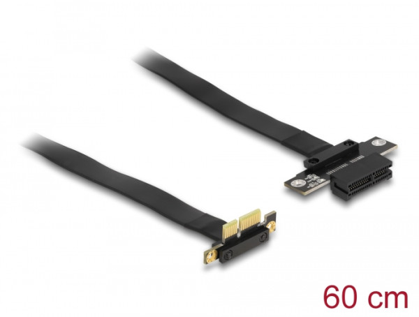 DeLOCK Riser Karte PCI Express x1 Stecker 90° gewinkelt zu x1 Slot mit Kabel 60 cm (88024)