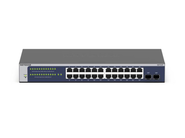 NETGEAR GS724Tv6 Managed L2+/L3 Gigabit Ethernet 10/100/1000 1U Blau, Grau (GS724T-600EUS)