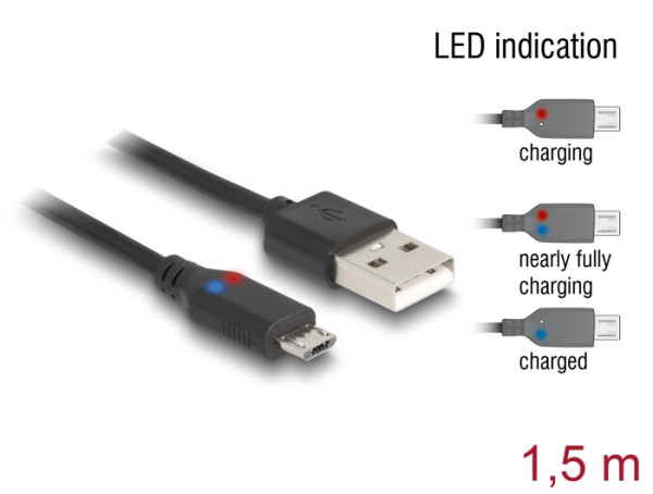 DeLOCK USB 2.0-A - USB micro-B, 1.5m USB Kabel 1,5 m USB A Micro-USB B Schwarz (83272)