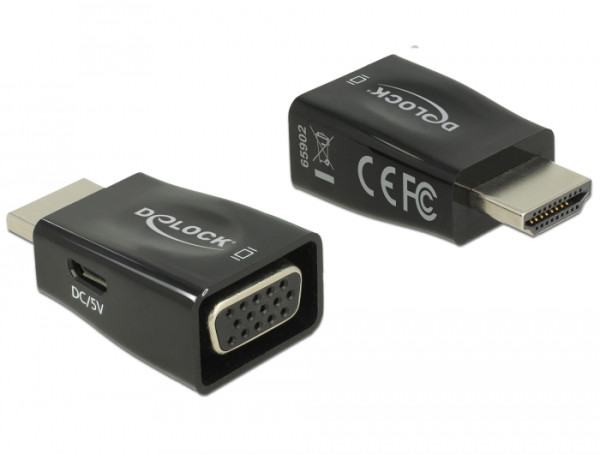 DeLOCK 65902 Kabeladapter HDMI A VGA Schwarz (65902)