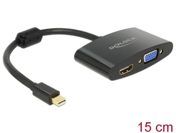 DeLOCK 65553 Videokabel-Adapter 0,18 m Mini DisplayPort HDMI + VGA D-Sub Schwarz (65553)