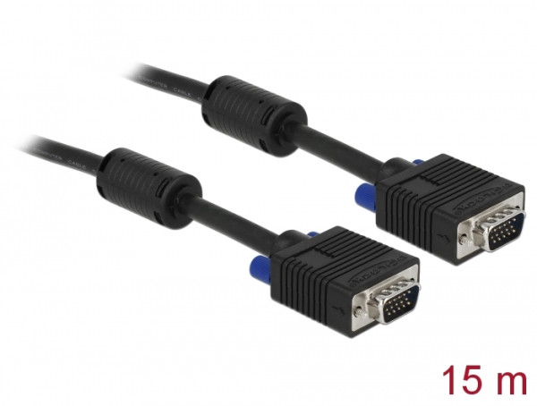 DeLOCK 15m VGA Cable VGA-Kabel VGA D-Sub Schwarz (82561)