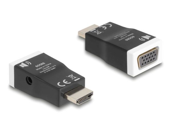 DeLOCK 65586 Kabeladapter HDMI-A VGA Schwarz, Weiß (65586)