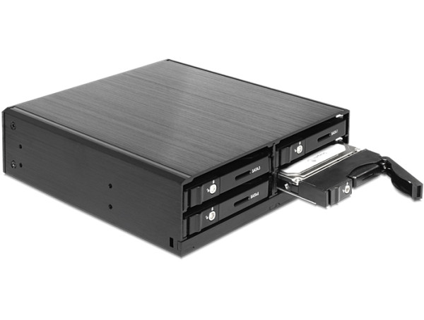 Delock 5.25" Mobile Rack for 4 x 2.5? SATA HDD / SSD - Gehäuse für Speicherlaufwerke mit Lüfter - 2.5" 6.4 cm (47220)