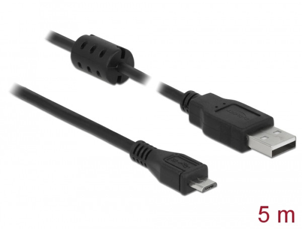 DeLOCK 5m, USB 2.0-A/USB 2.0 Micro-B USB Kabel USB A Micro-USB B Schwarz (84910)