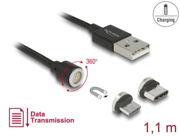 DeLOCK 85723 USB Kabel USB 2.0 1,1 m USB A USB C/Micro-USB B Schwarz (85723)