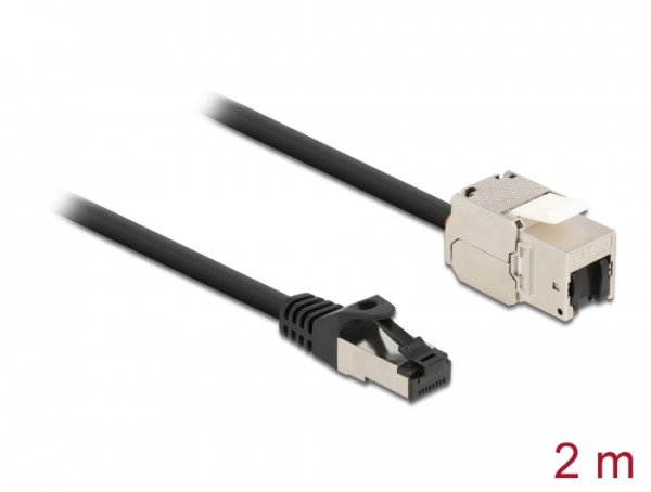 DeLOCK Kabel RJ45 Stecker zu Keystone Modul RJ45 Buchse Cat.6A 2 m schwarz (87028)