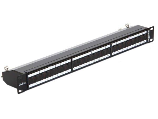 Delock Patch Panel - RJ-45 X 24 - Jet Black, RAL 9005 - 1U - 48.3 cm 19" (43320)