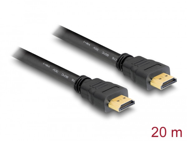 DeLOCK 20m, HDMI - HDMI HDMI-Kabel HDMI Typ A Standard Schwarz (83452)