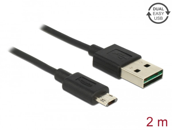 DeLOCK 83850 USB Kabel USB 2.0 2 m USB A Micro-USB B Schwarz (83850)