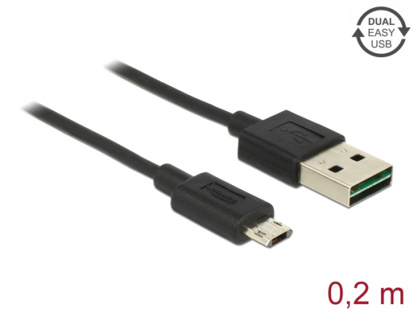 DeLOCK 84804 USB Kabel USB 2.0 0,2 m USB A Micro-USB B Schwarz (84804)