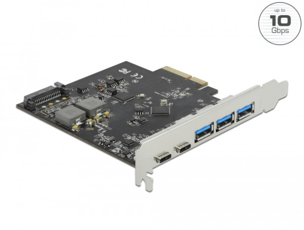 DeLOCK PCI Express x4 Karte zu 2 x USB Type-C + 3 x USB Typ-A - SuperSpeed USB 10 Gbps (89064)