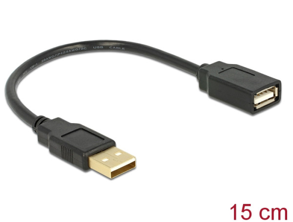 DeLOCK Kabel USB 2.0 Verlaengerung, A/A 15cm S/B USB Kabel 0,15 m Schwarz (82457)