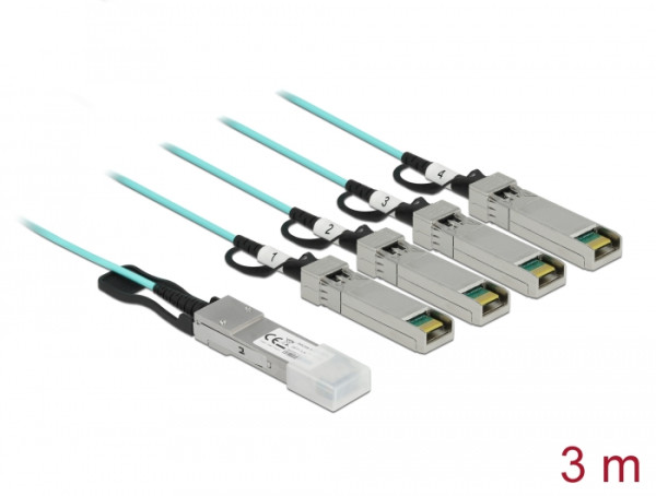 DeLOCK Aktives Optisches Kabel QSFP+ zu 4 x SFP+ 3 m (84058)