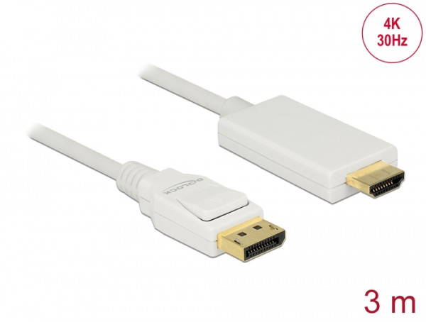 DeLOCK 83819 Videokabel-Adapter 3 m DisplayPort HDMI Weiß (83819)