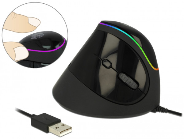 DELOCK Ergonomische USB Maus vertikal (12597)