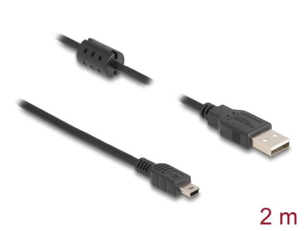 DeLOCK 2m, USB 2.0-A/USB 2.0 Mini-B USB Kabel USB A Mini-USB B Schwarz (84914)