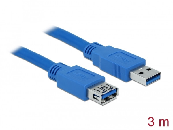 DeLOCK USB 3.0 male/female A/A - 3m USB Kabel USB A Blau (82540)