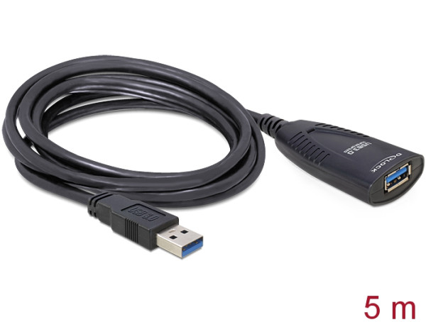 DeLOCK USB 3.0 5m USB Kabel USB 3.2 Gen 1 3.1 Gen 1 Schwarz (83089)