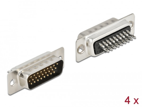 DeLOCK D-Sub HD 26 Pin Stecker Metall, Lötversion, 4 Stück (66706)