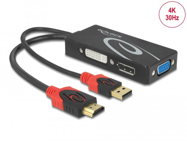 DeLOCK 62959 Videokabel-Adapter 0,135 m HDMI + USB DVI-I + VGA D-Sub Schwarz, Rot (62959)