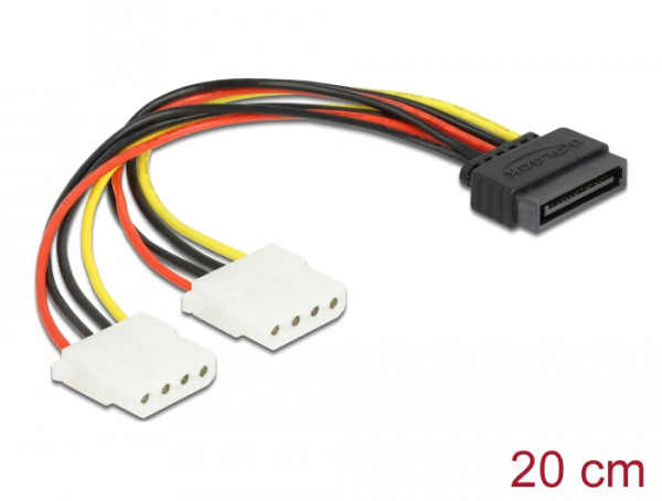 DeLOCK SATA 15pin > 2x 4pin Molex female 20cm (65159)