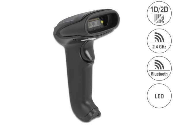 DeLOCK Barcode Scanner 1D und 2D für 2,4 GHz, Bluetooth oder USB (90562)