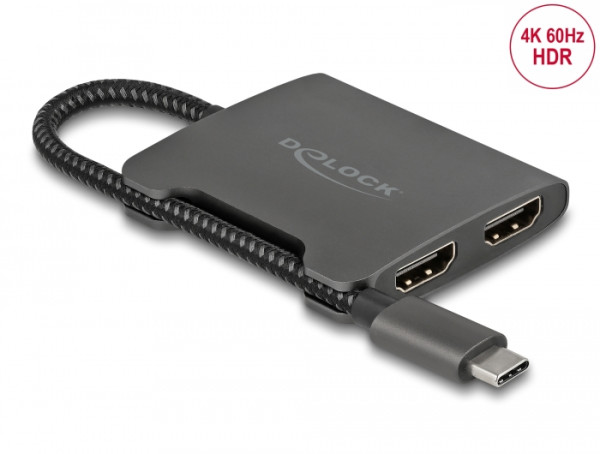 Delock USB-C Splitter (DP Alt Mode) zu 2x HDMI MST 4K 60Hz (87778)