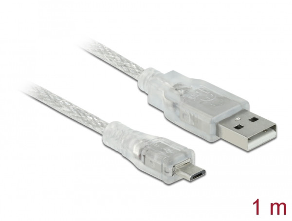 DeLOCK 1m, USB2.0-A/USB2.0 Micro-B USB Kabel USB A Micro-USB B Transparent (83898)