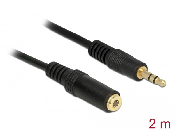 DeLOCK Klinkenverlängerungskabel 3,5 mm 3 Pin Stecker > Buchse 2 m schwarz (83766)