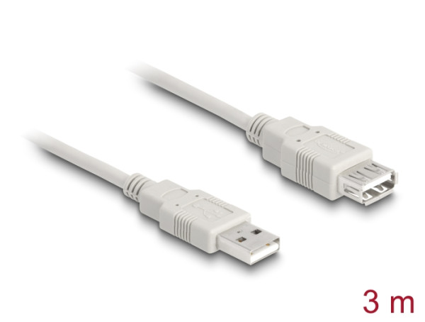 DeLOCK Cable USB 2.0 extension A/A 3m USB Kabel USB A Grau (82240)