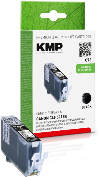 KMP C73 - 9 ml - Schwarz - Tintenpatrone Alternative zu: Canon CLI-521BK, Canon 2933B001 (1509,0001)