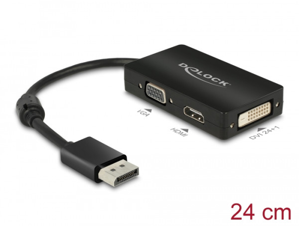 DeLOCK 0.16m DisplayPort/VGA+HDMI+DVI 0,16 m VGA D-Sub+ HDMI + DVI Schwarz (62656)