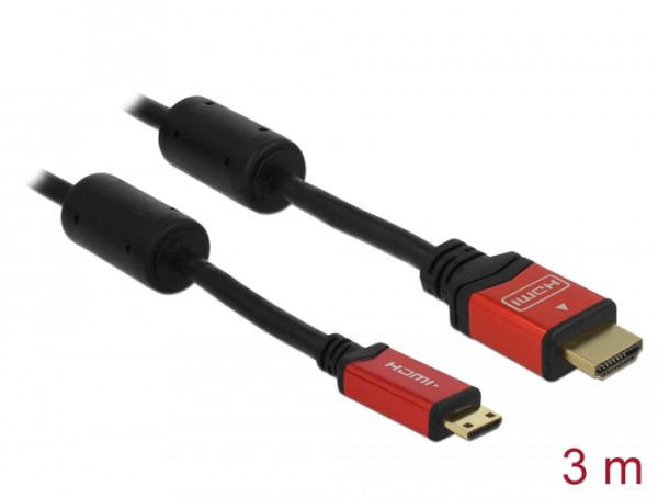 DeLOCK HDMI 1.3b to HDMI Mini Cable 3.0m HDMI-Kabel 3 m HDMI Typ A Standard HDMI Type C Mini Schwarz (84337)