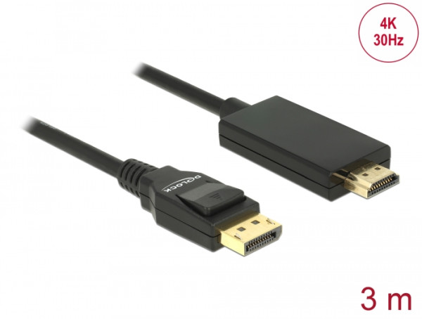 DeLOCK 85318 Videokabel-Adapter 3 m DisplayPort HDMI Schwarz (85318)