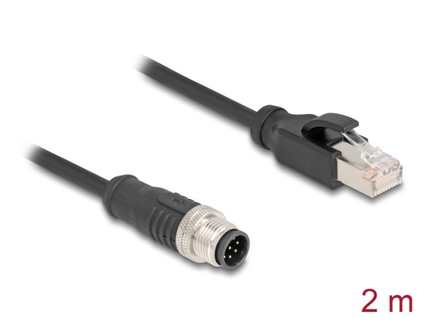 DELOCK M12 Kabel A 8 Pin zu RJ45 PVC 2m (80810)