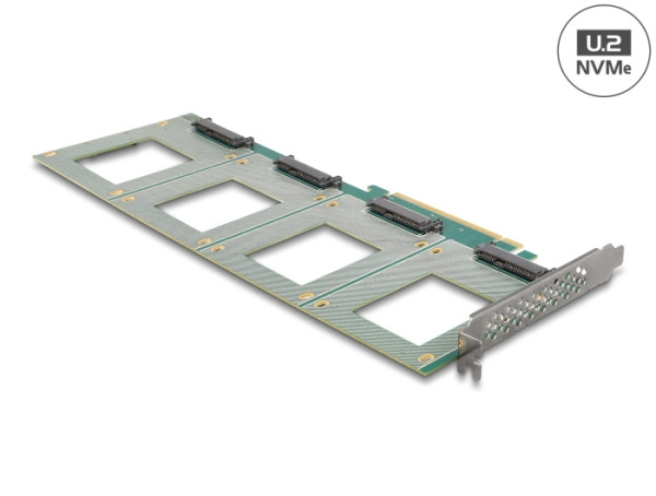 DeLOCK PCI Express 4.0 x16 Karte zu 4 x intern U.2 NVMe SFF-8639 - Bifurcation LxB: 288 x 122 mm (90169)