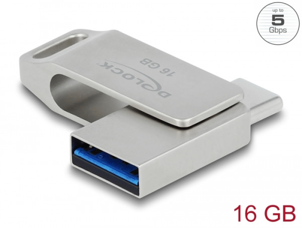 DeLOCK USB 5 Gbps USB-C + Typ-A Speicherstick 16 GB - Metallgehäuse (54073)