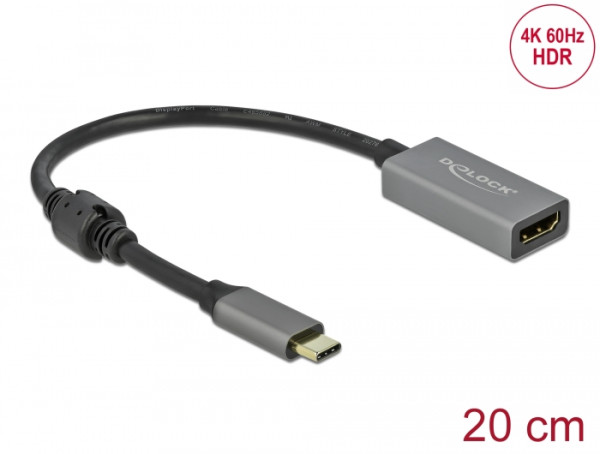 DeLOCK Aktiver USB Type-C zu HDMI Adapter DP Alt Mode 4K 60 Hz HDR (66571)