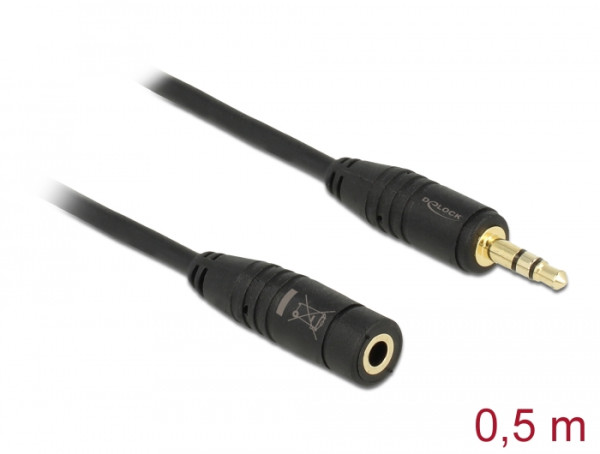 DeLOCK 3.5mm M-F, 0.5m Audio-Kabel 0,5 m Schwarz (83762)