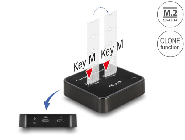 DeLOCK M.2 Dockingstation für 2 x M.2 SATA SSD mit Klon Funktion (64178)