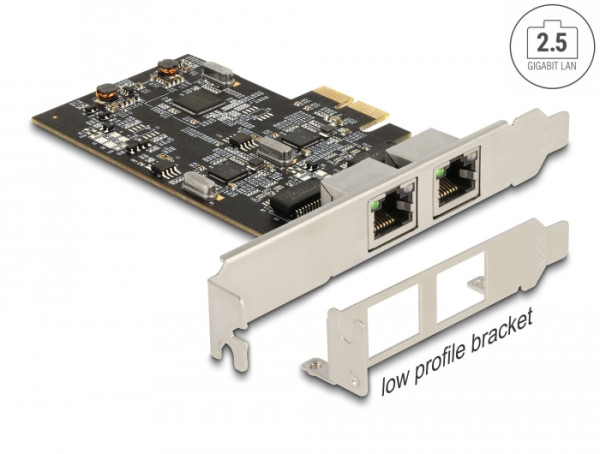 DeLOCK PCI Express x2 Karte auf 2 x RJ45 2,5 Gigabit LAN i225 (89392)