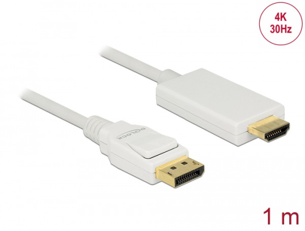 DeLOCK 83817 Videokabel-Adapter 1 m DisplayPort HDMI Weiß (83817)