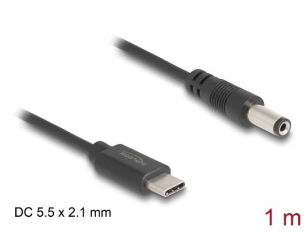 DELOCK USB Type-C zu DC 5,5 x 2,1mm 1m (85397)