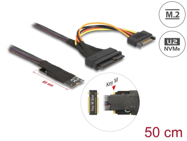 DeLOCK M.2 Key M zu U.2 SFF-8639 NVMe Adapter mit 50 cm Kabel (62984)