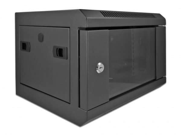 DeLOCK 10″ Netzwerkschrank mit Glastür 4 HE schwarz (43379)